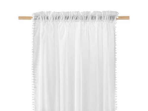Bílá nařasená záclona s kuličkami 140 x 250 cm