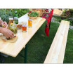 Dřevěný zahradní stůl se dvěma lavičkami 50 x 220 cm