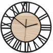 Moderní kovové nástěnné hodiny s dřevěným středem