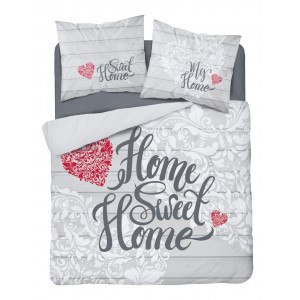Krásné pohodlné barevné bavlněné povlečení s nápisem Home Sweet Home