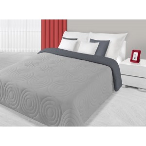 Oboustranný přehoz na postele šedé barvy se vzorem kruh
