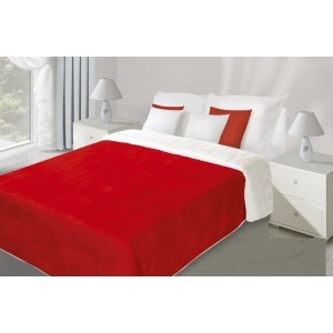Oboustranný přehoz na postel červeno bílé barvy