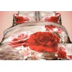  Béžové 3D povlečení na postel s motivem růží