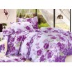 Bílé povlečení na postele se vzorem fialových květů