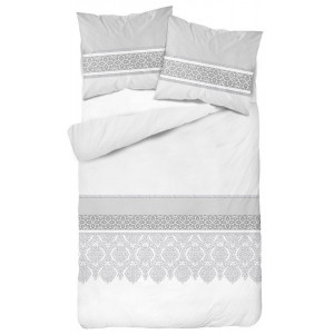 Bielo sivo strieborné  pohodlné bavlnené posteľne obliečky s vzormi