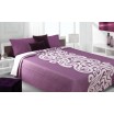 Moderní a luxusní oboustranný přehoz na postel fialový s bílým vzorem