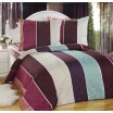 Pruhovaný povlak na postel hnědo tyrkysově bordově béžové barvy