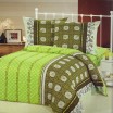  Zelený povlak na postele s pruhy a kruhy