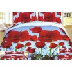  Povlak na postel modrý s motivy červených růží