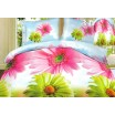  Povlak na postel modré barvy s růžovými a zelenými květy