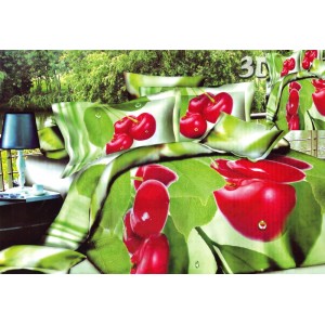  Povlak na postel zelené barvy s červeným květem