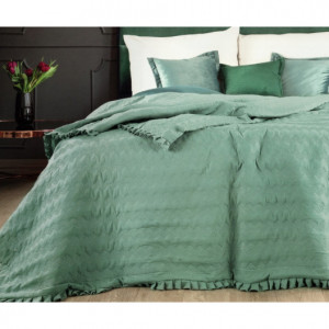 Oboustranný přehoz na postel s prošíváním zelené barvy