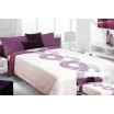 Moderní a luxusní oboustranný přehoz na postel fialový s bílými kruhy