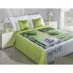 SPIRIT zelený přehoz na postel s bambusem a kamením