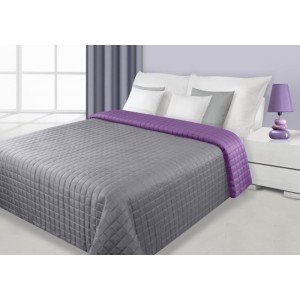 Stříbrno fialové prošívané oboustranné přehozy na postel
