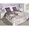 Krémově fialové oboustranné přehozy na postel s květinami