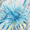 Modré květované závěsy ze šedým pruhem