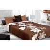 Moderní a luxusní oboustranný přehoz na postel hnědý s bílými květy