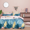 Krásné bavlněné pohodlné povlečení v modro růžové kombinaci s barevnými listy