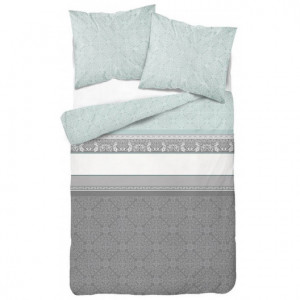 Pohodlné šedě modré povlečení na postel z bavlny s krásnými ornamenty