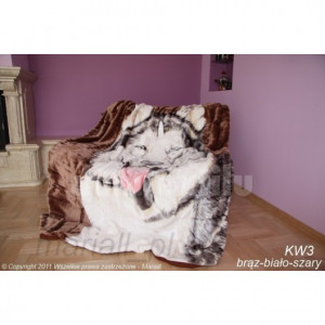 Moderní hebká deka hnědá s motivem vlka