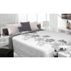 Moderní a luxusní oboustranný přehoz na postel bílý s šedými květy