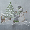 Vánoční ubrus šedé barvy se sněhulákem