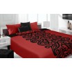 Moderní a luxusní oboustranný přehoz na postel červený s černým vzorem