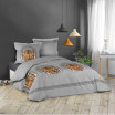 Bavlněné povlečení na postel šedé barvy s tygrem ječení 200 x 200 cm