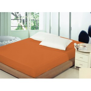 Tmavě oranžové prostěradlo na postel s gumičkou