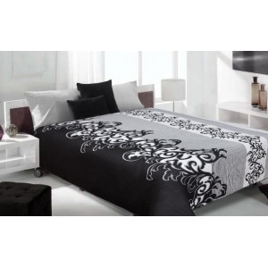 Moderní a luxusní oboustranný přehoz na postel bílý s černými vzory