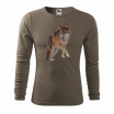 Pánské lovecké tričko s kvalitním potiskem vlka s dlouhým rukávem