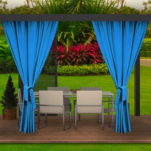Luxusní exteriérové modré závěsy do zahradního altánku