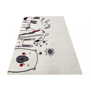 Krásný bílo krémový dětský koberec s motivem jednorožce