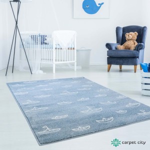 Kvalitní modrý koberec do dětského pokoje loďky na moři