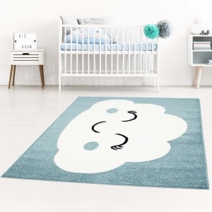 Okouzlující modrý koberec do dětského pokoje spící mráček