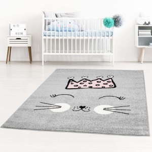 Šedý koberec pro děti roztomilá kočička