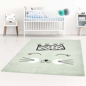 Hrací koberec pro děti zelené barvy s kočičkou