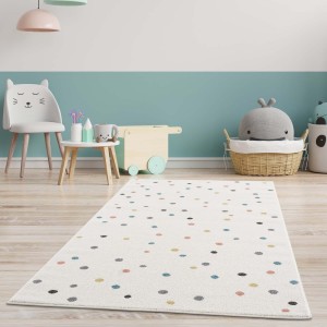 Dětský koberec krémový s barevnými puntíky