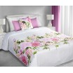 Oboustranné přehozy bílé barvy na manželskou postel s motivem růžových květů
