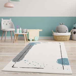 Kvalitní dětský koberec s abstraktním motivem modrý flek