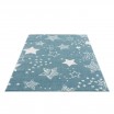 Originální modrý koberec do dětského pokoje STARS