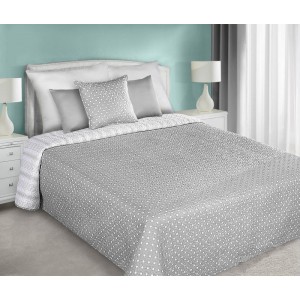 Oboustranné přehozy na postel šedé barvy s bílými puntíky