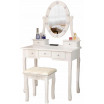 LETNÍ VÝPRODEJ Luxusní bílý toaletní stolek s osvětlením a taburetkou