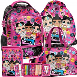 Školní čtyřčástový batoh s LOL panenkami