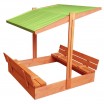 Zavíratelné pískoviště s lavičkami a stříškou zelené barvy 120 x 120 cm