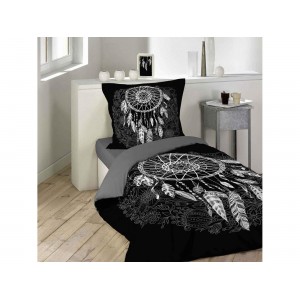 Luxusní bavlněné ložní povlečení v černé barvě s lapačem snů 140 x 200 cm