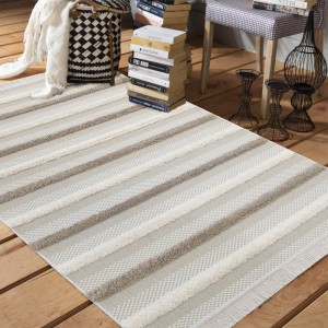 Nadčasový koberec ve skandinávském stylu v béžové barvě
