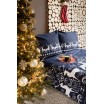 Úžasné modře červené bavlněné ložní povlečení s vánočním motivem sobů