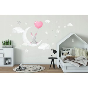 Roztomilá nálepka na zeď pro holčičky zamilovaný zajíček 100 x 200 cm